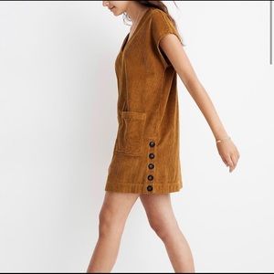 Madewell Corduroy Side-Button Shift Dress